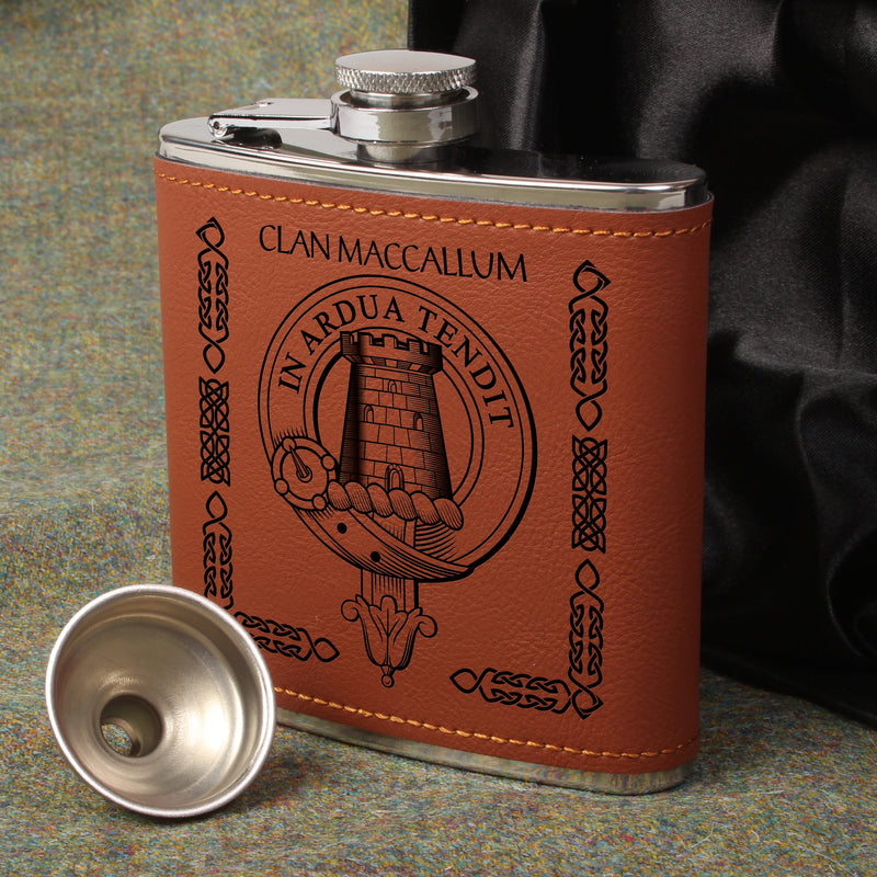 MacCallum Clan Crest PU Leather Covered Hip Flask