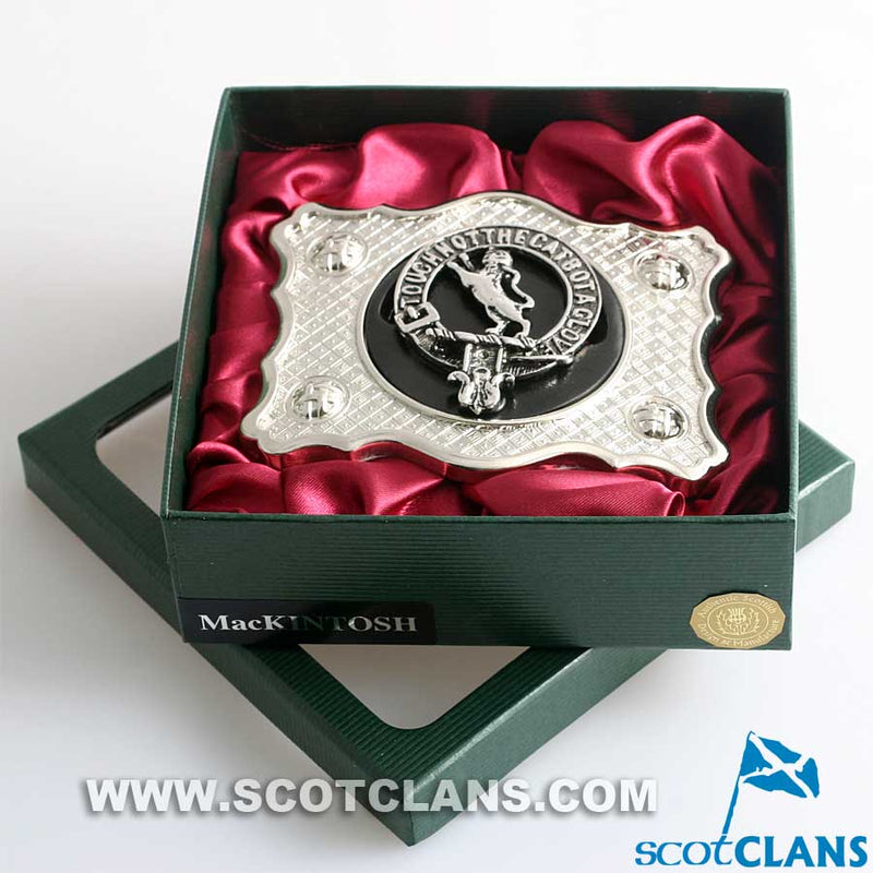 MacIntosh Pewter Clan Crest Buckle For Kilt Belts