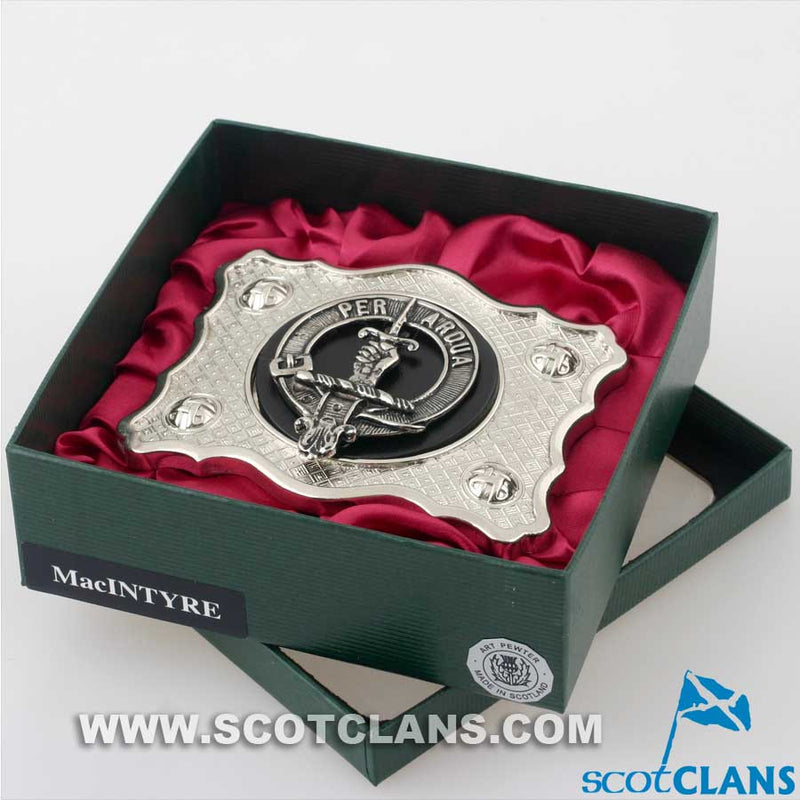 MacIntyre Pewter Clan Crest Buckle For Kilt Belts