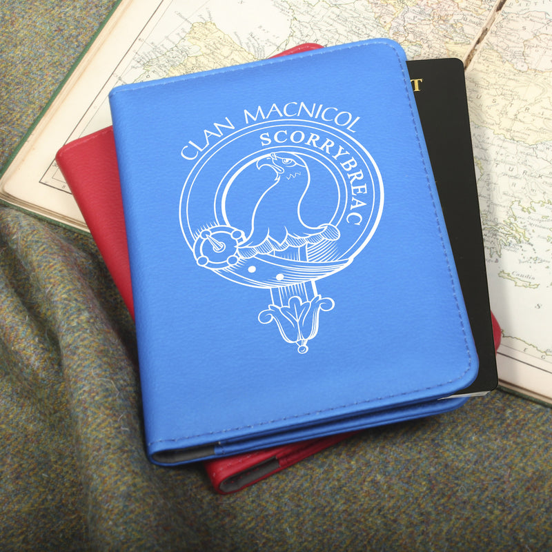 MacNicol Clan Crest Leather Passport Cover