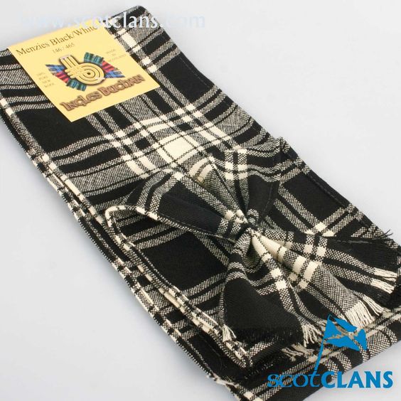 Wool Mini Sash in Menzies Black and White Tartan