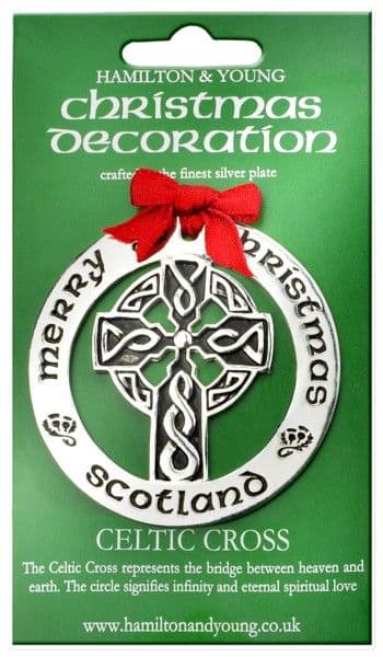 Silver Plated Christmas Decoration Celtic Cross