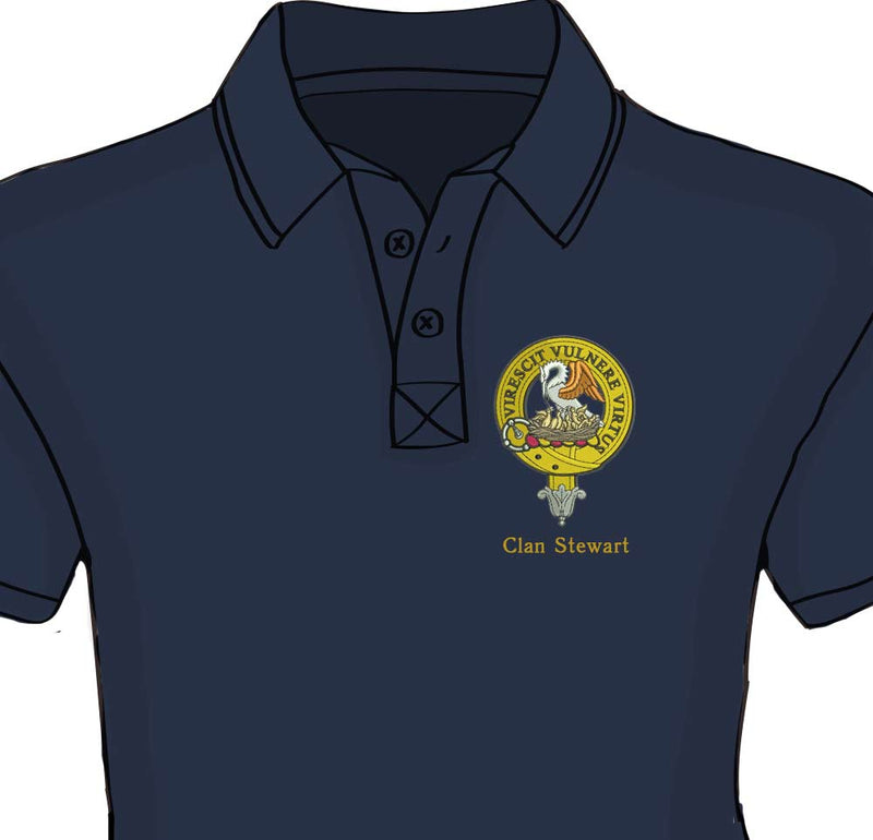 Stewart Clan Crest Embroidered Polo