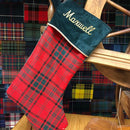 Custom Tartan Christmas Stocking with Embroidery