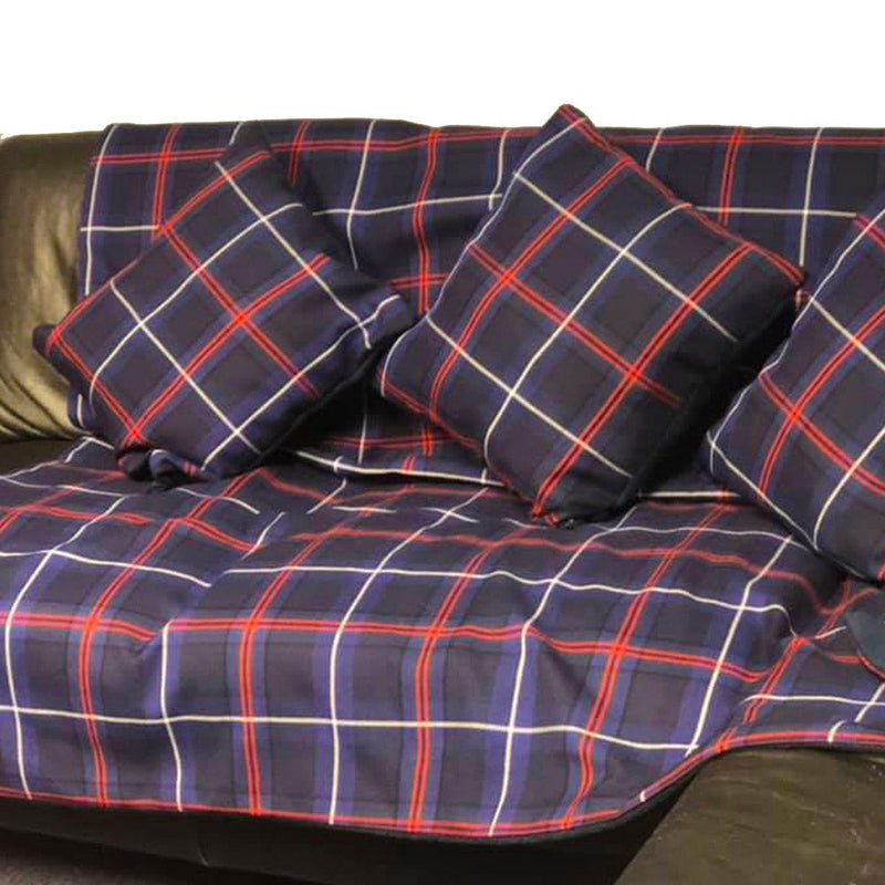 Fleece lined Tartan Throw and Three Cushion Cover Set